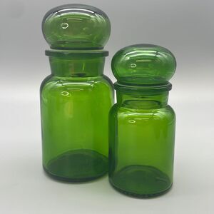 Vintage Apothecary Domed Lid Storage Jars Set of 2 Made in Belgium MCM